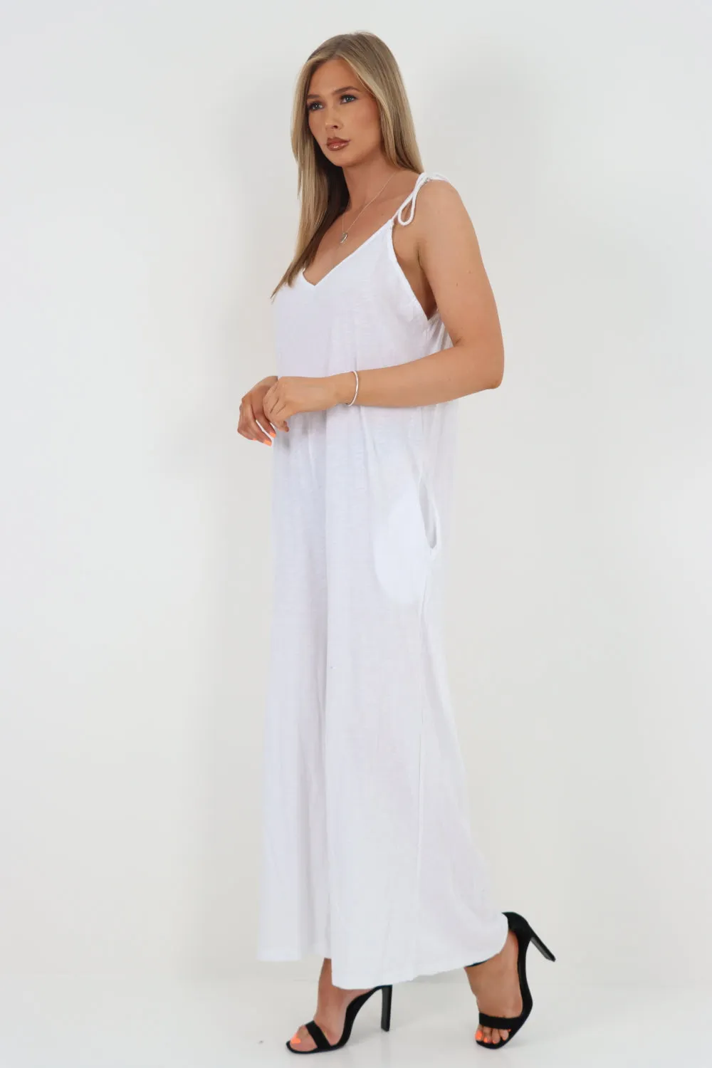Italian Tie Shoulder Strap Jumpsuits