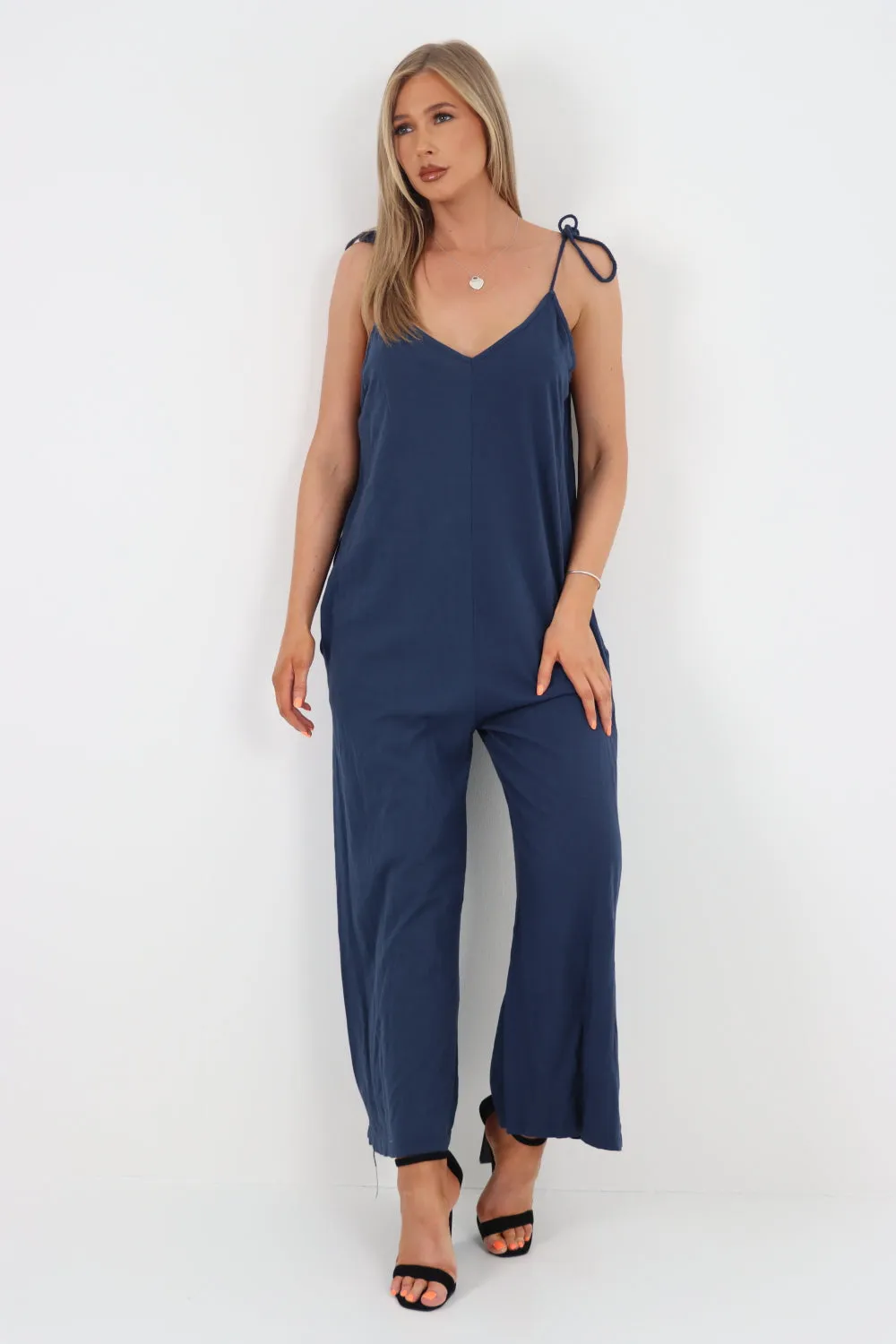 Italian Tie Shoulder Strap Jumpsuits