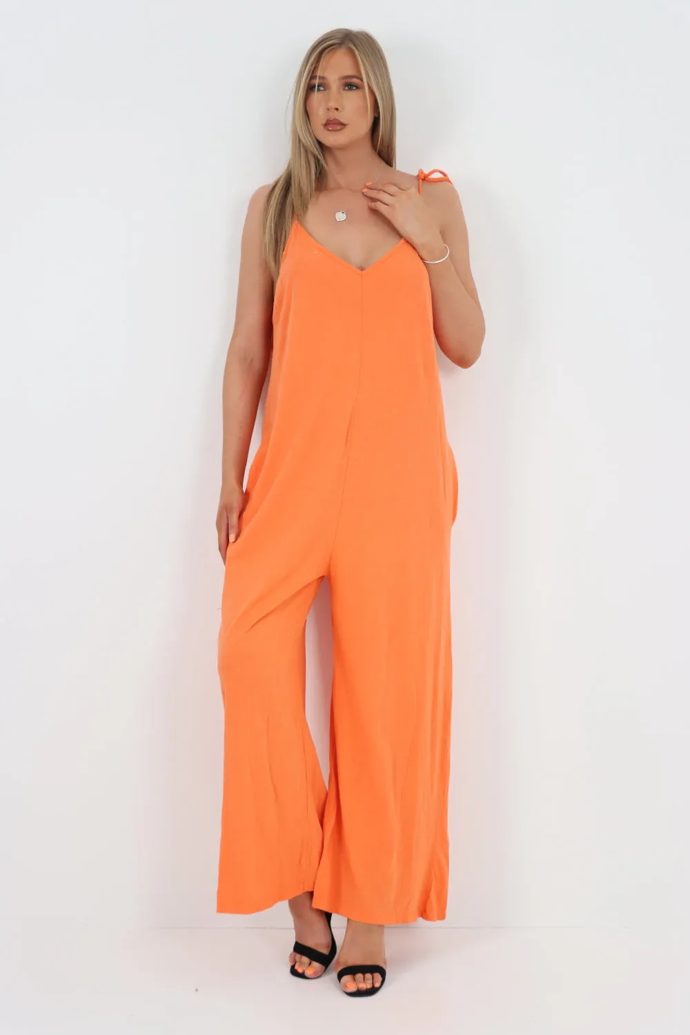 Italian Tie Shoulder Strap Jumpsuits