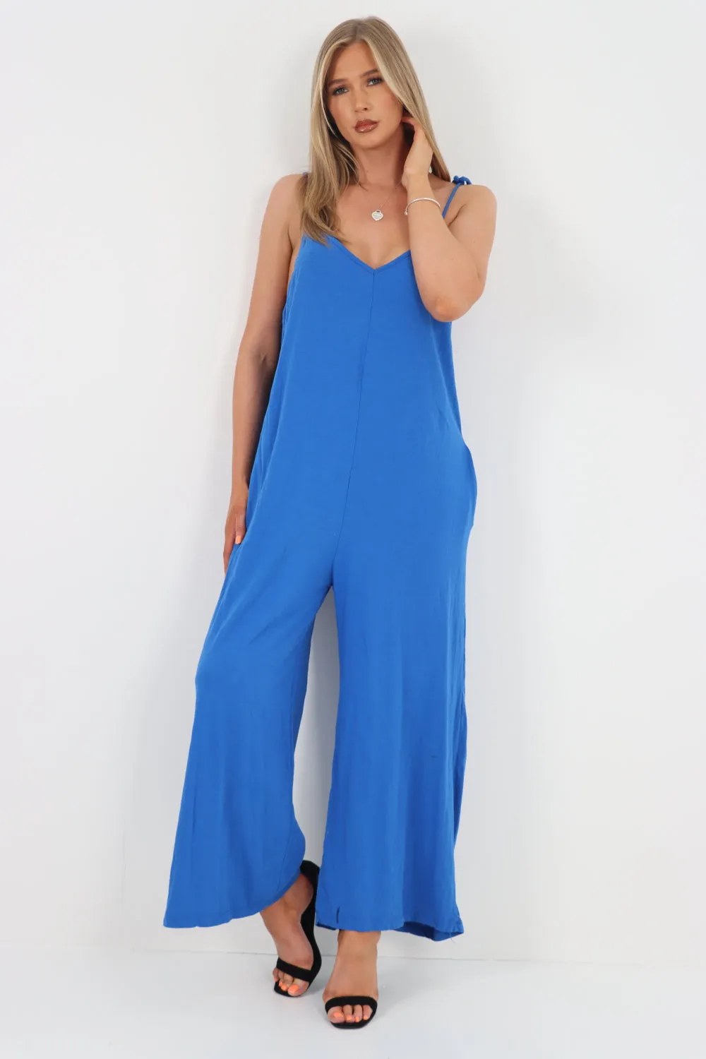 Italian Tie Shoulder Strap Jumpsuits