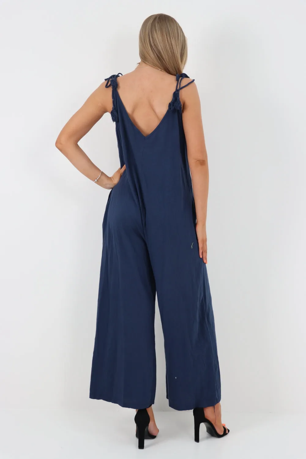 Italian Tie Shoulder Strap Jumpsuits