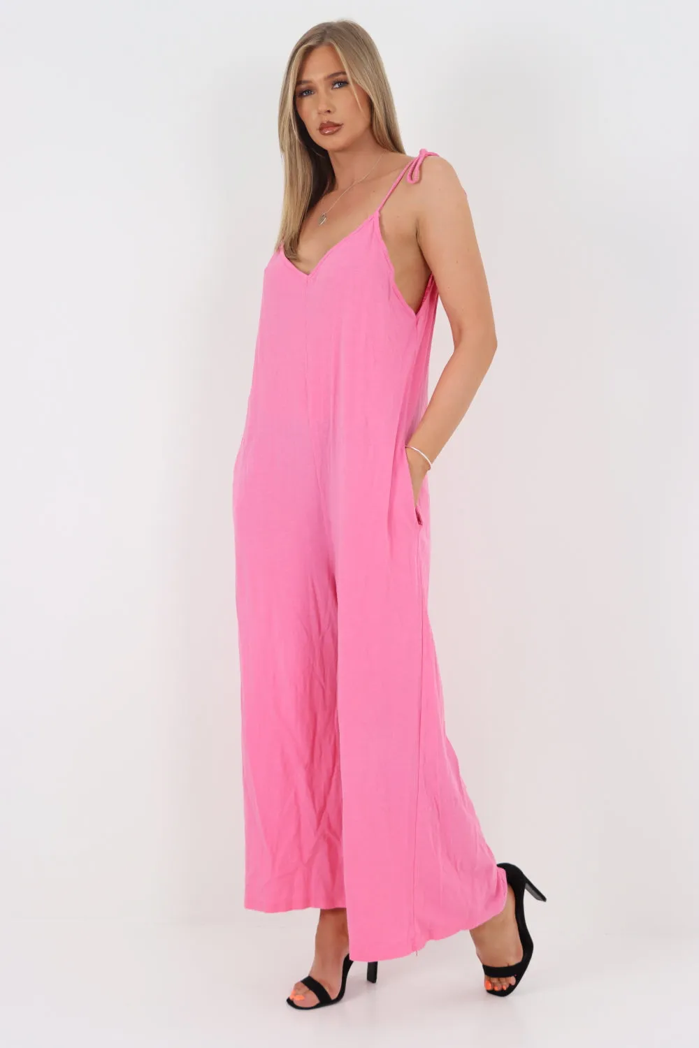 Italian Tie Shoulder Strap Jumpsuits