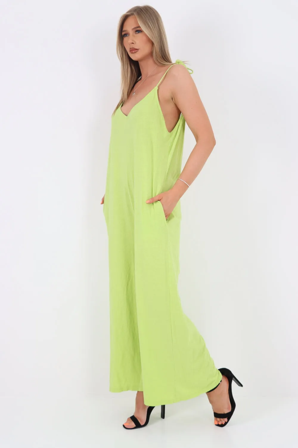 Italian Tie Shoulder Strap Jumpsuits