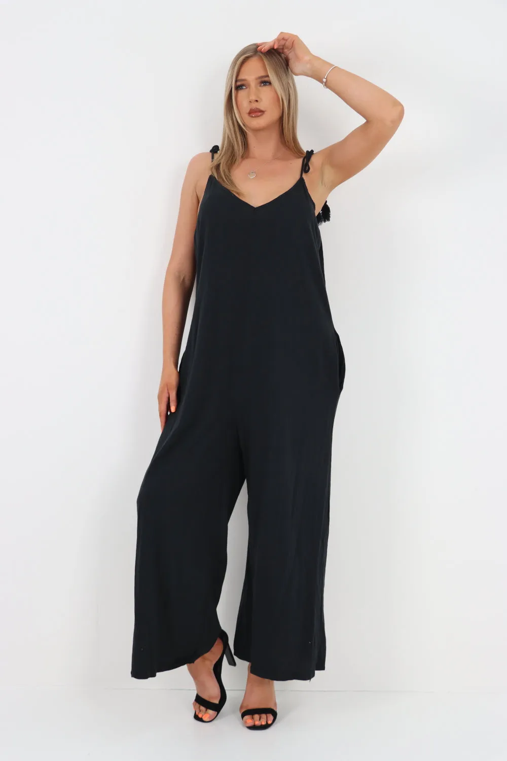 Italian Tie Shoulder Strap Jumpsuits