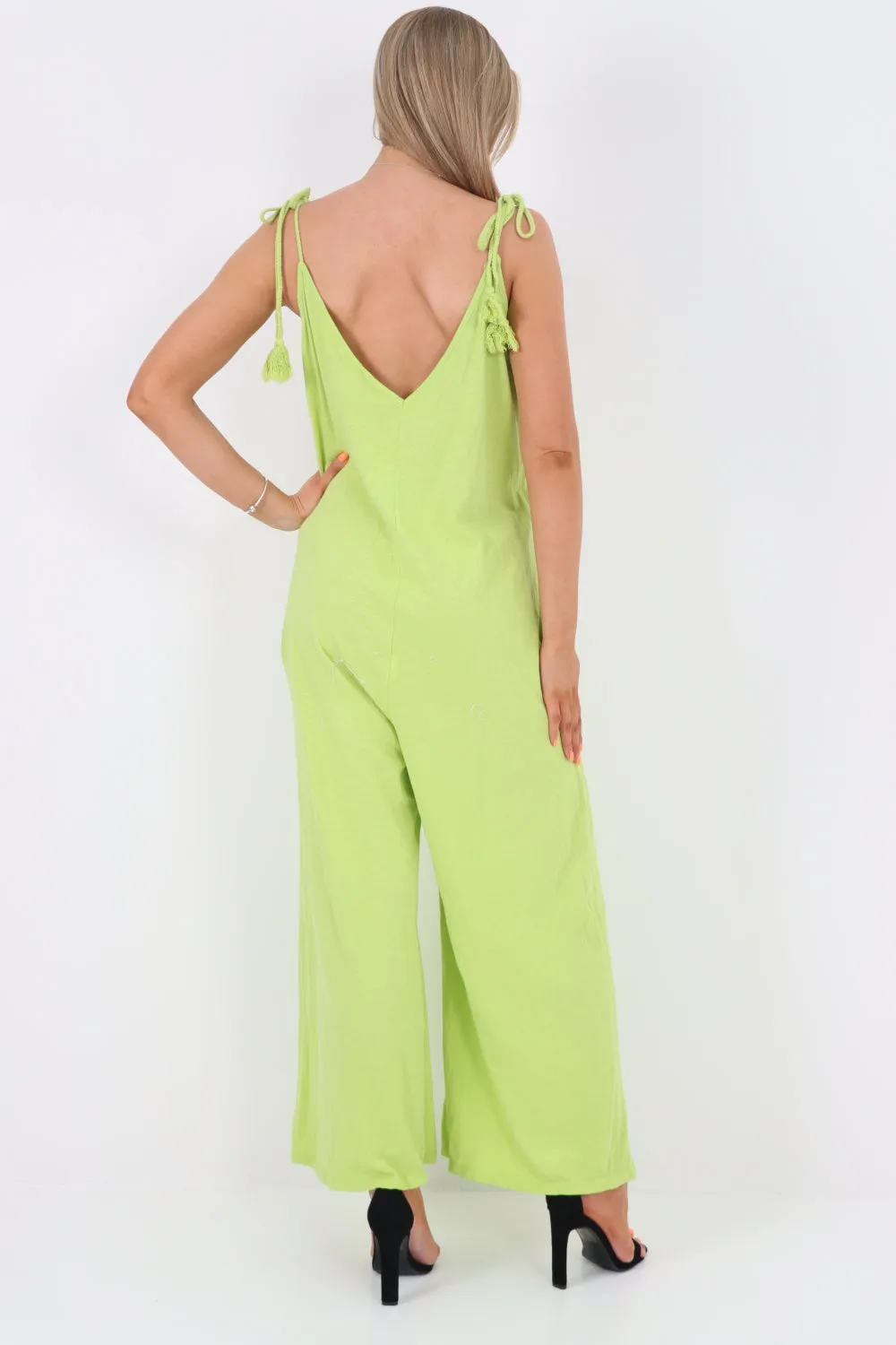 Italian Tie Shoulder Strap Jumpsuits
