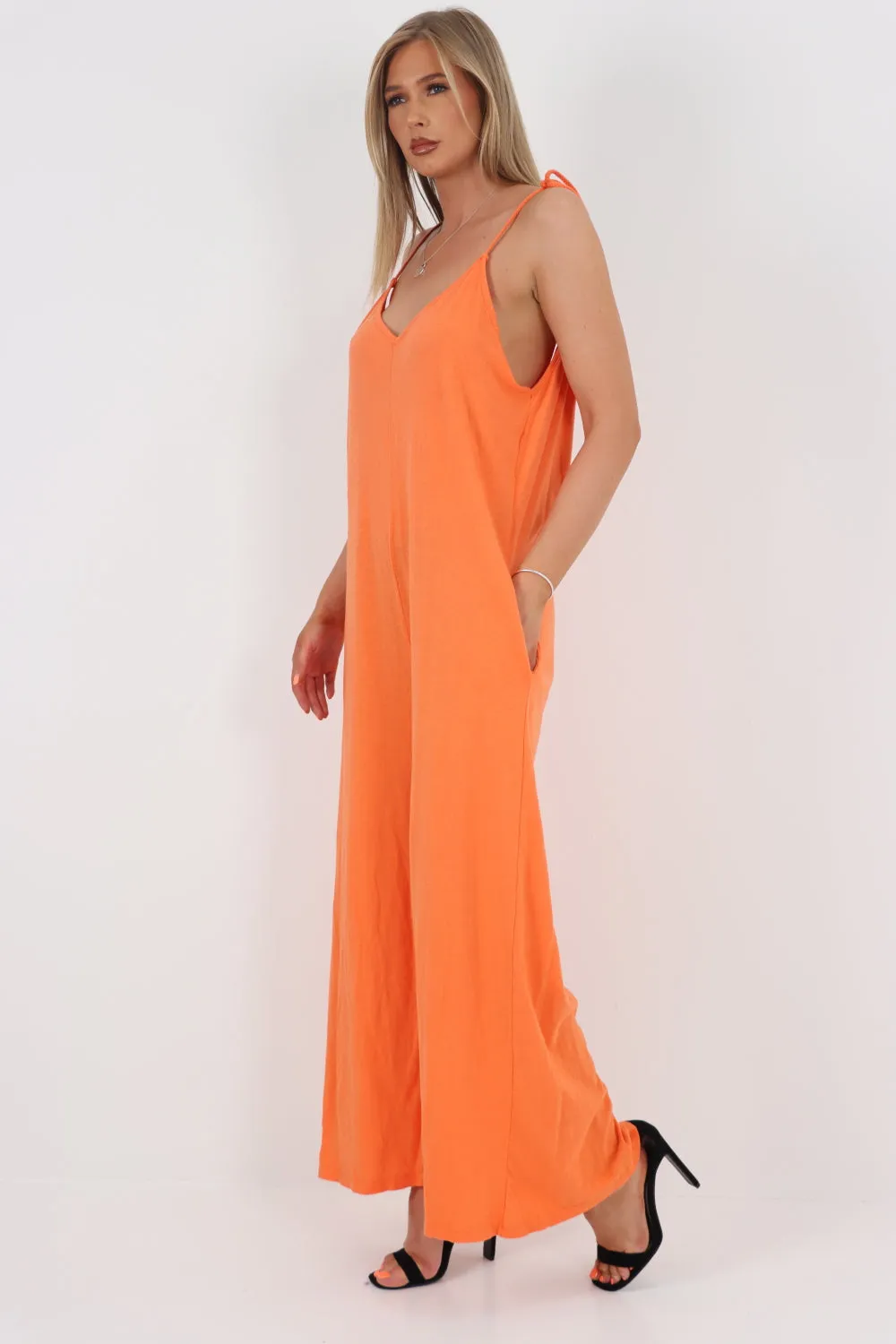 Italian Tie Shoulder Strap Jumpsuits