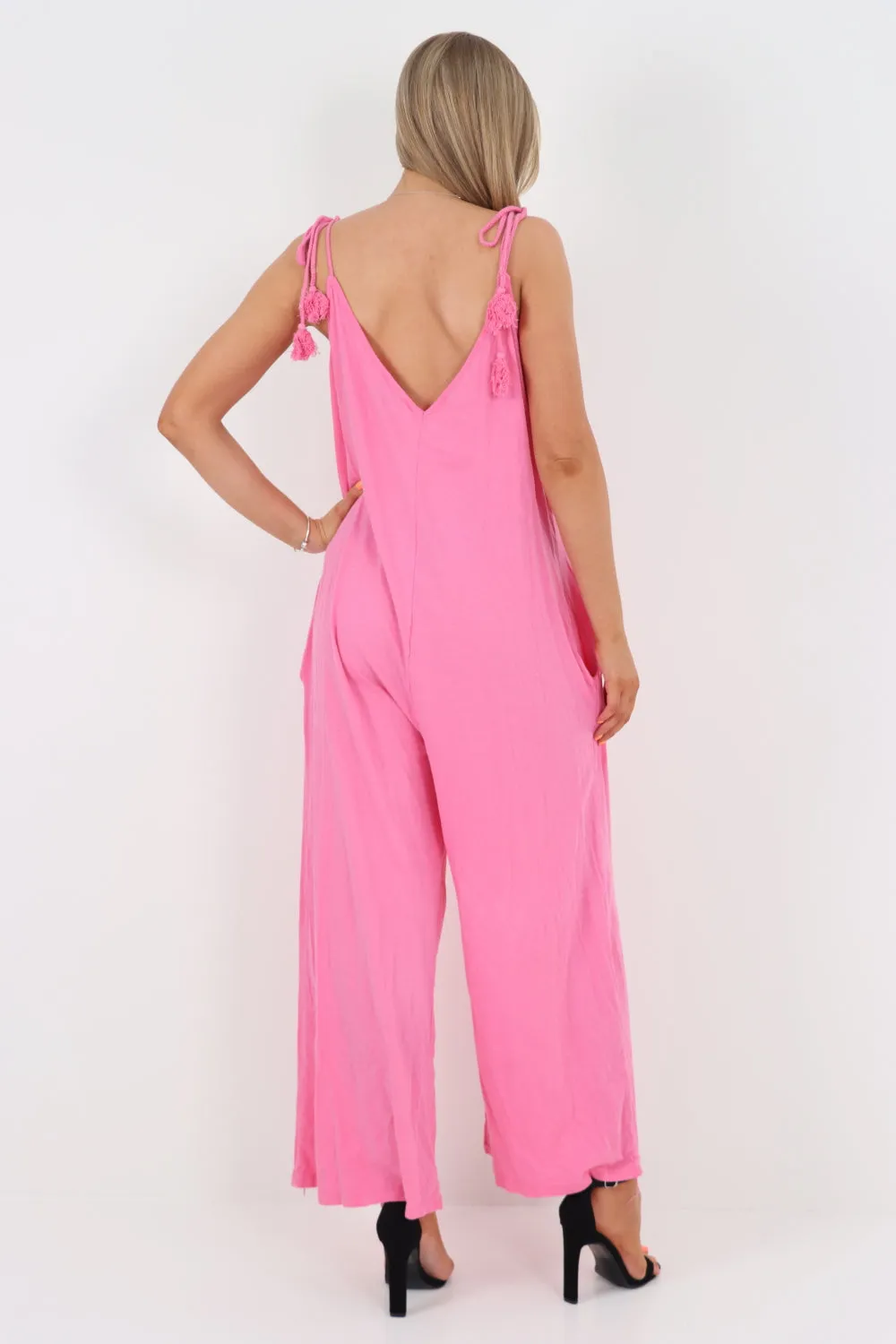 Italian Tie Shoulder Strap Jumpsuits