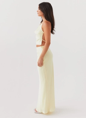 Ivanna Satin Maxi Skirt - Lemon Ivanna Satin Maxi Skirt - Lemon
