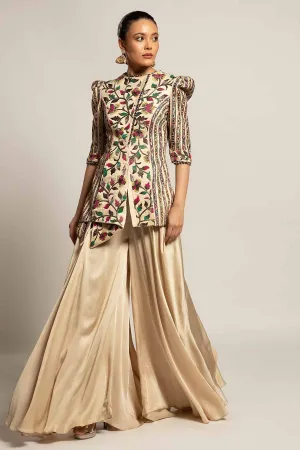 Ivory Embellished Jacket & Pants