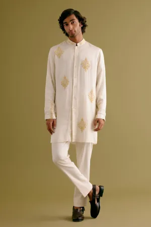 Ivory Front-Open Dori Embroidered Kurta Set