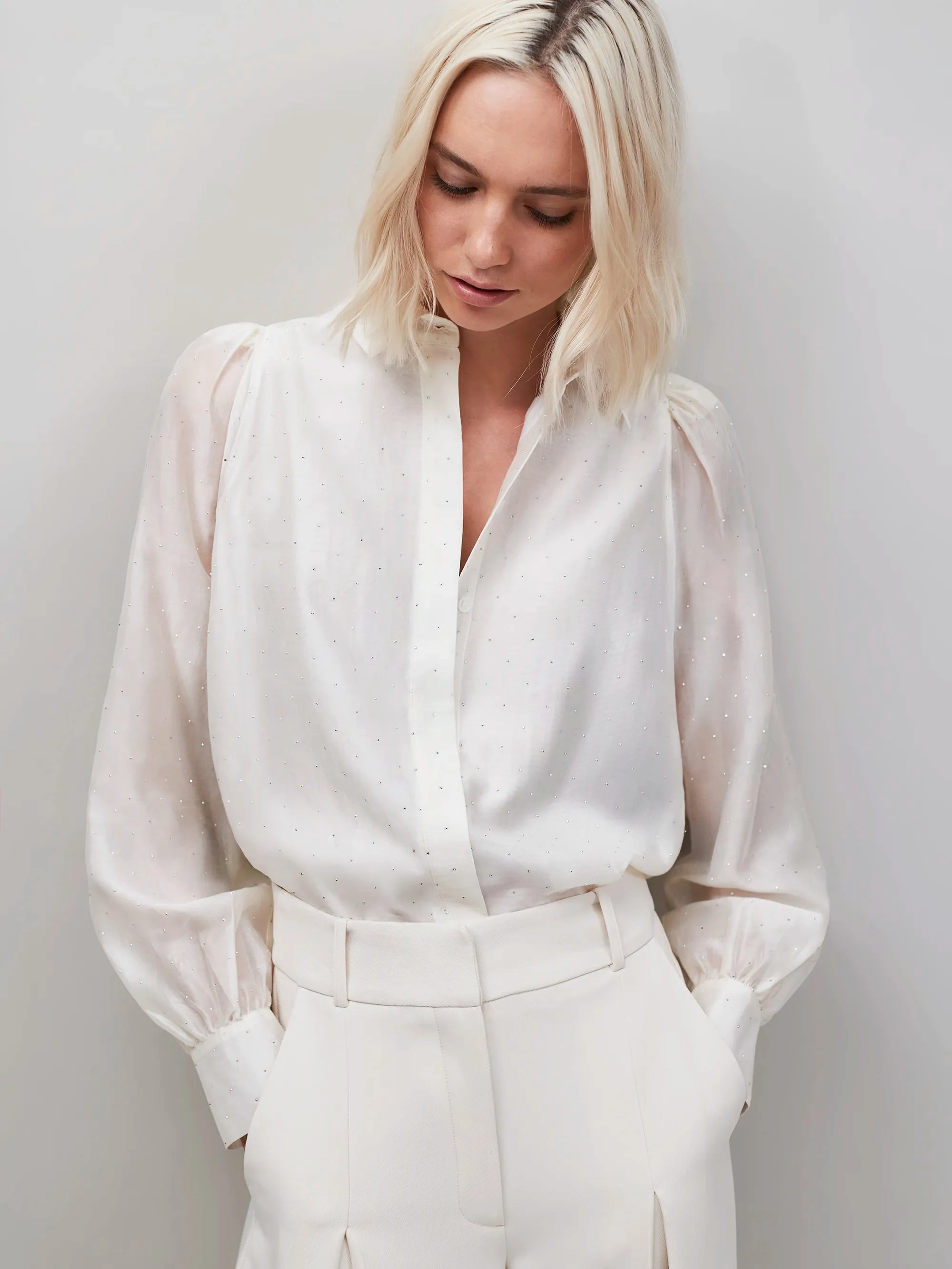 Ivory Mini Diamante Shirt