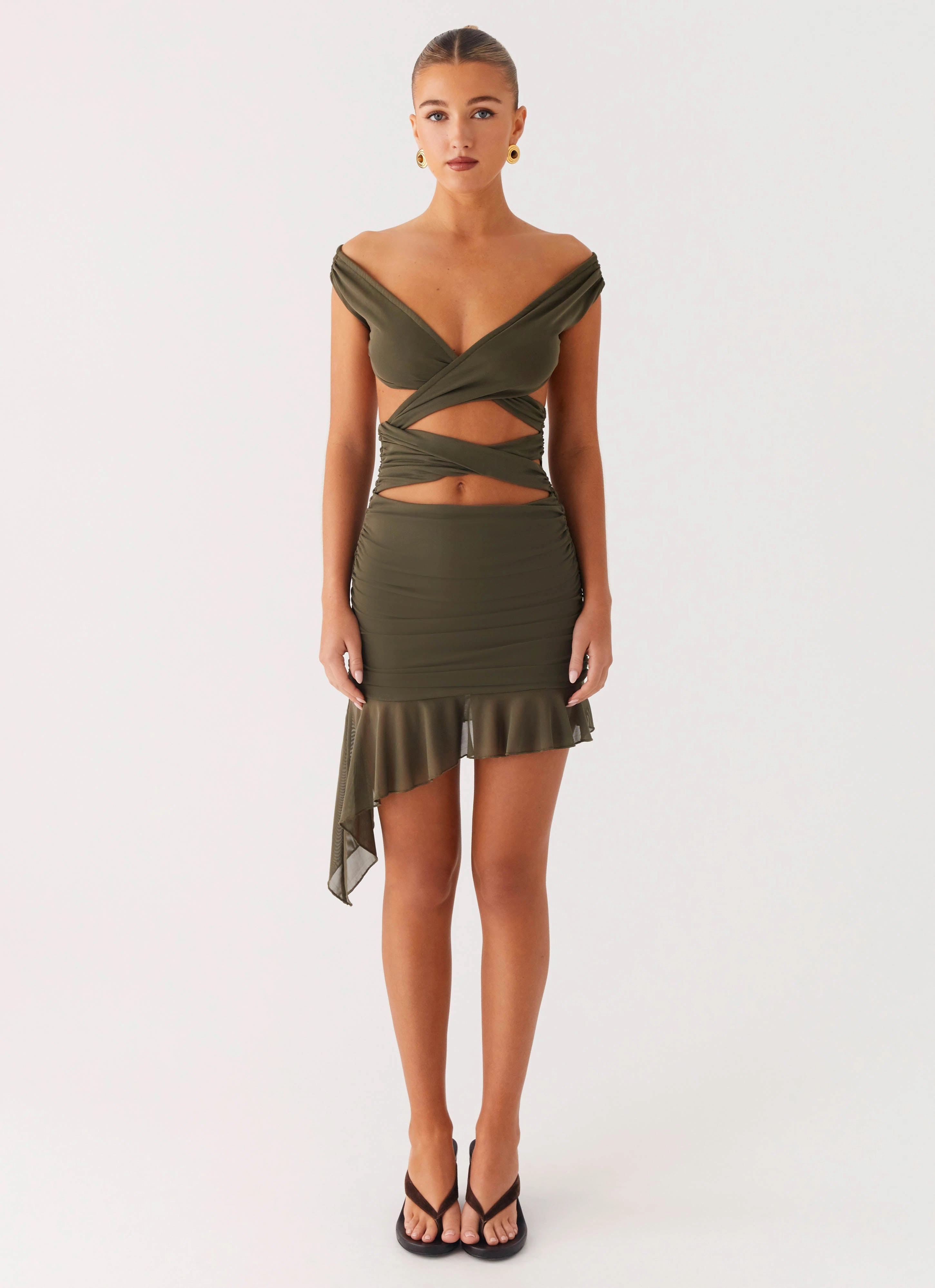 Ivy Whisper Mini Dress - Khaki