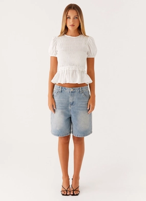 Izzy Shirred Top - White Izzy Shirred Top - White