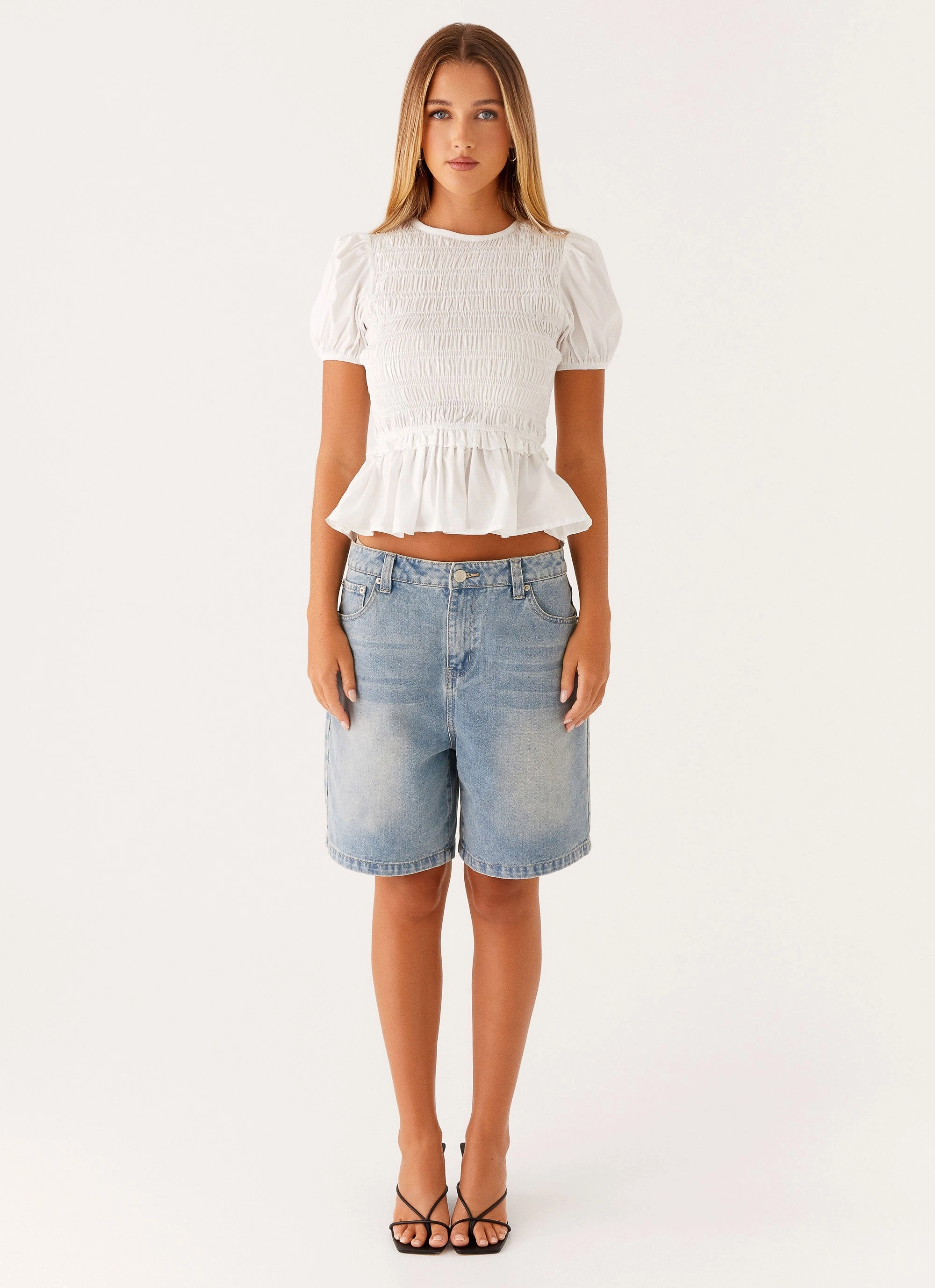 Izzy Shirred Top - White