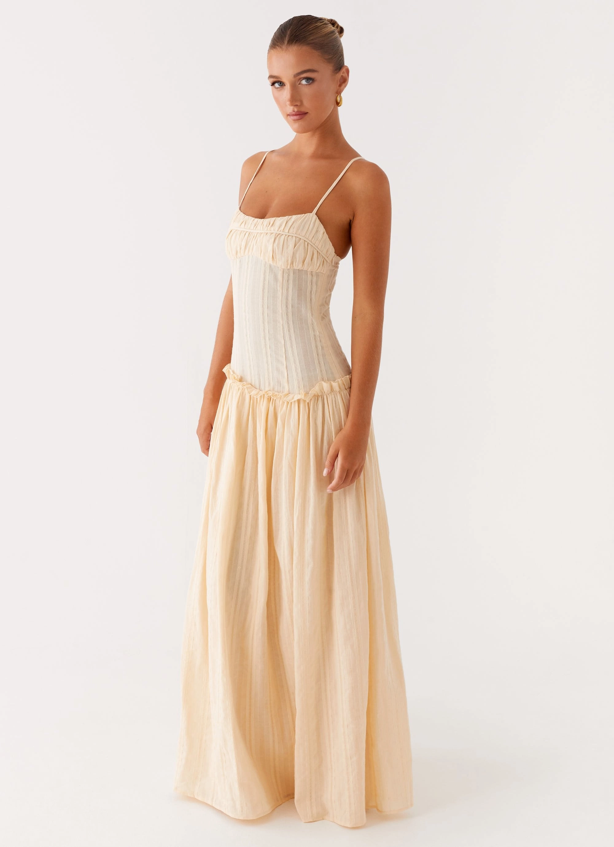 Jacinda Drop Waist Maxi Dress - Cream