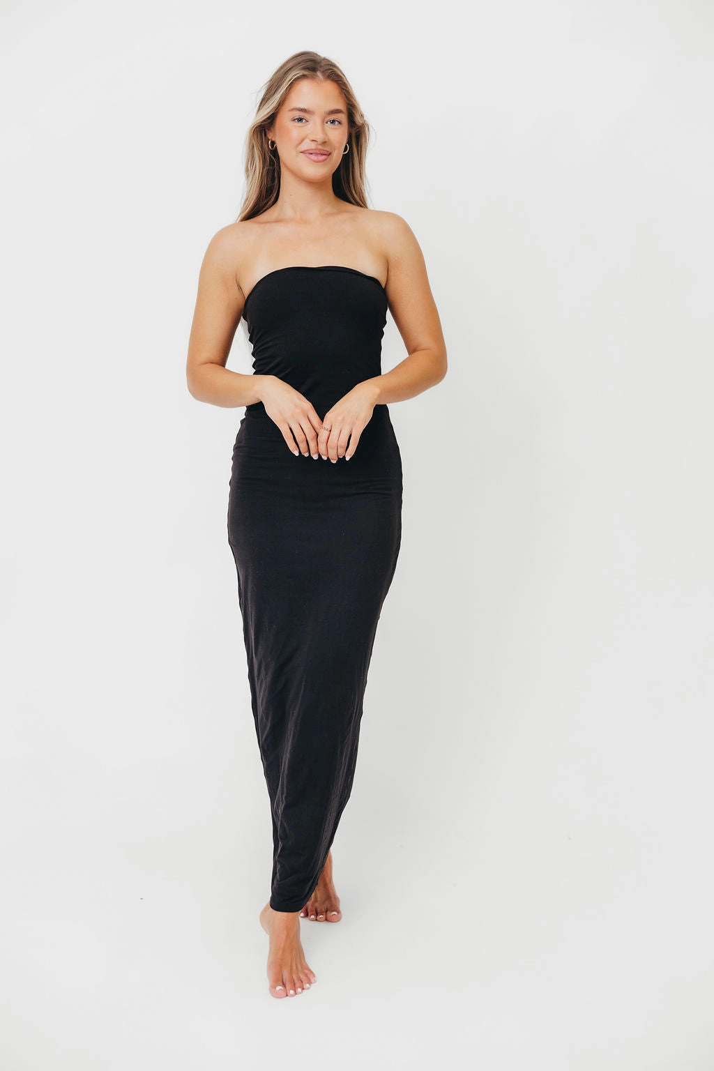 Jade Butter Soft Double Lined Maxi Dress in Black - Bump Friendly