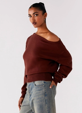 Jaelin Asymmetric Top - Chocolate Jaelin Asymmetric Top - Chocolate