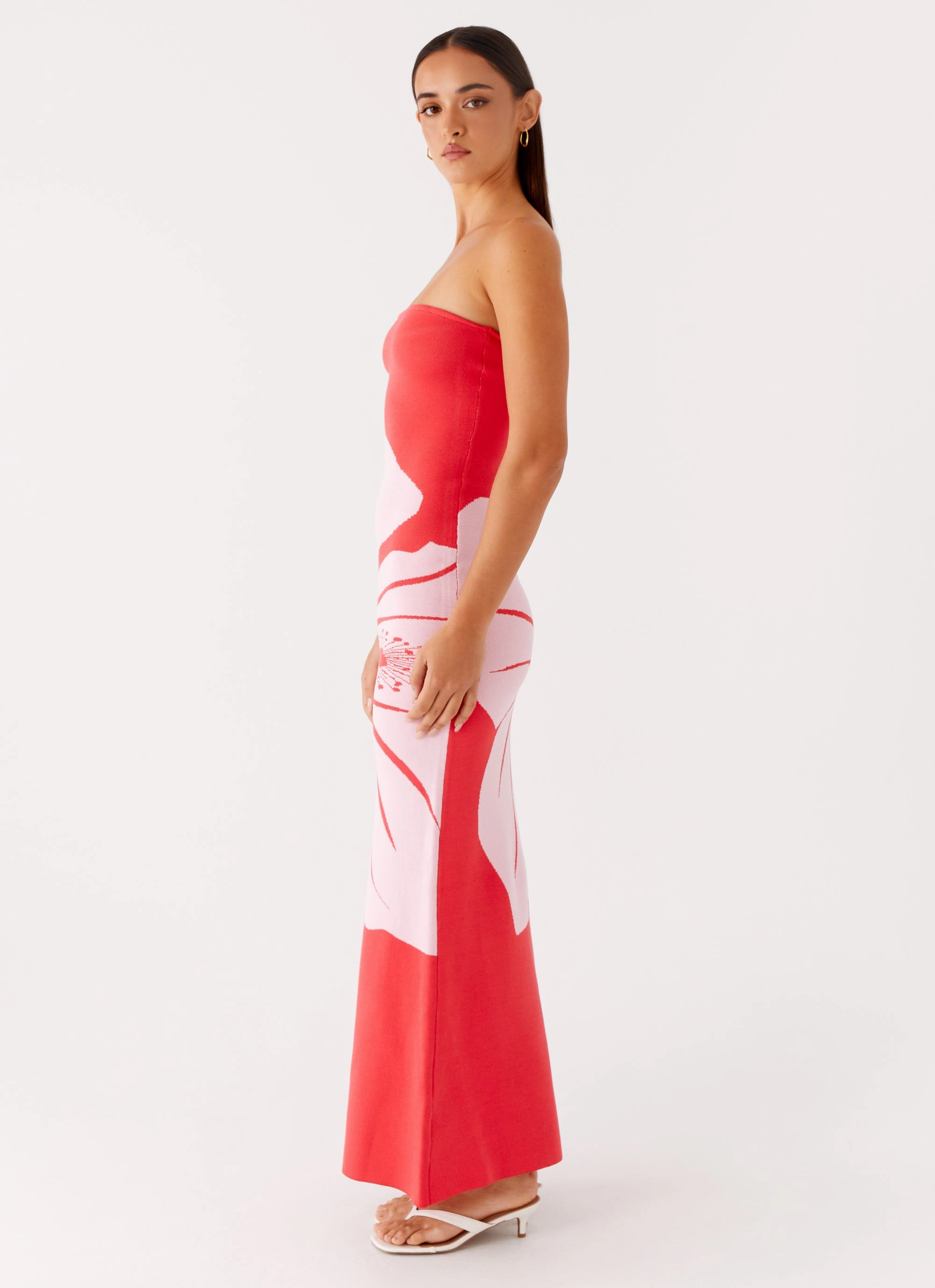 Jala Strapless Knit Maxi Dress - Red Floral