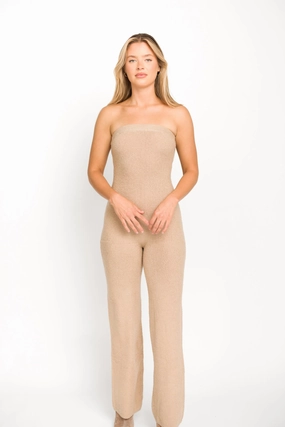James Strapless Jumpsuit in Tan *Final-Sale* James Strapless Jumpsuit in Tan *Final-Sale*