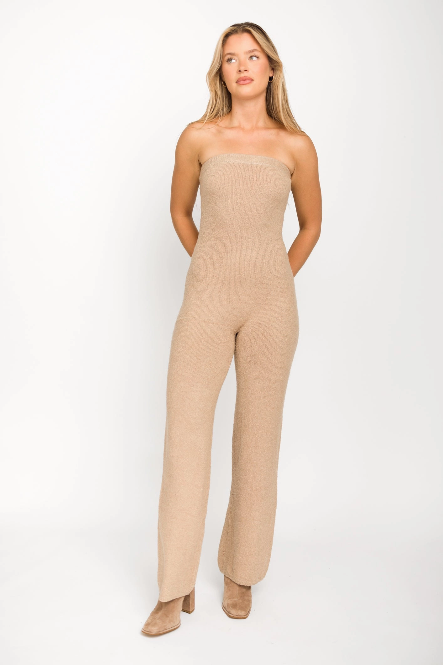 James Strapless Jumpsuit in Tan *Final-Sale*