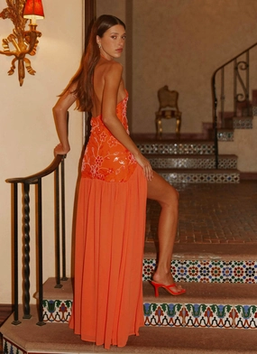 Janelle Beaded Maxi Dress - Orange Janelle Beaded Maxi Dress - Orange