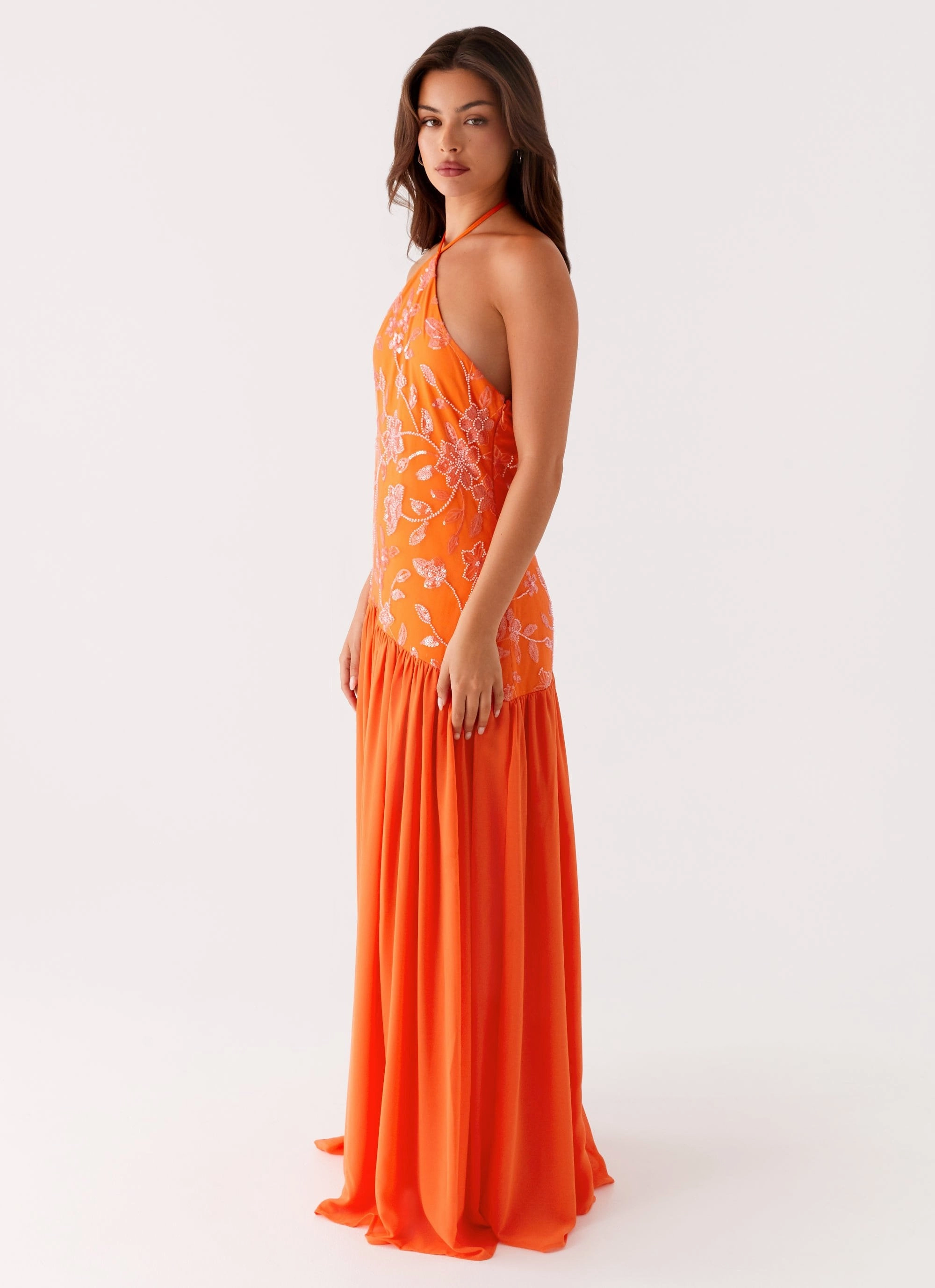 Janelle Beaded Maxi Dress - Orange