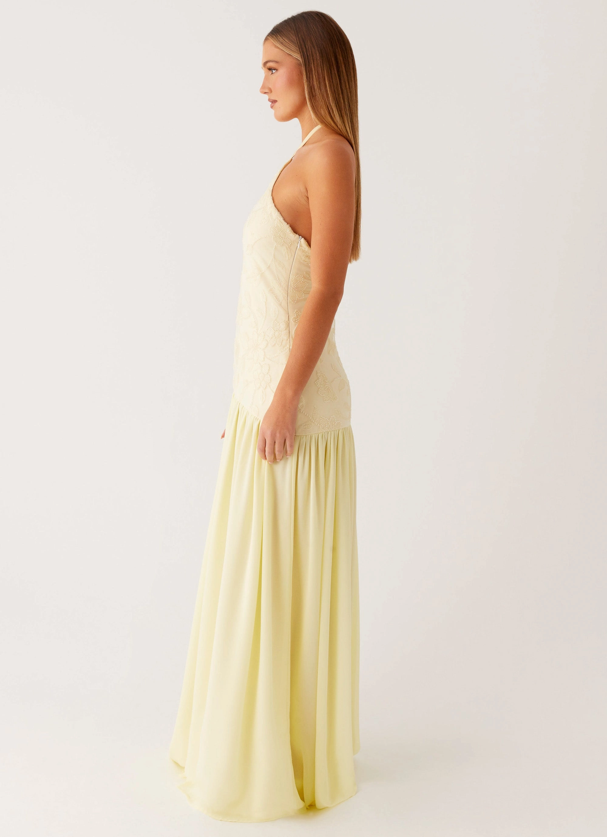 Janelle Beaded Maxi Dress - Yellow