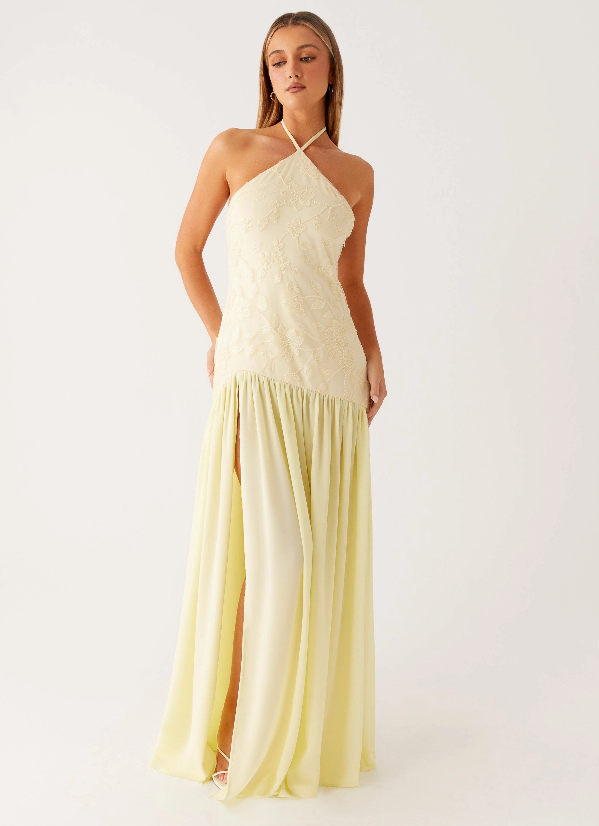 Janelle Beaded Maxi Dress - Yellow