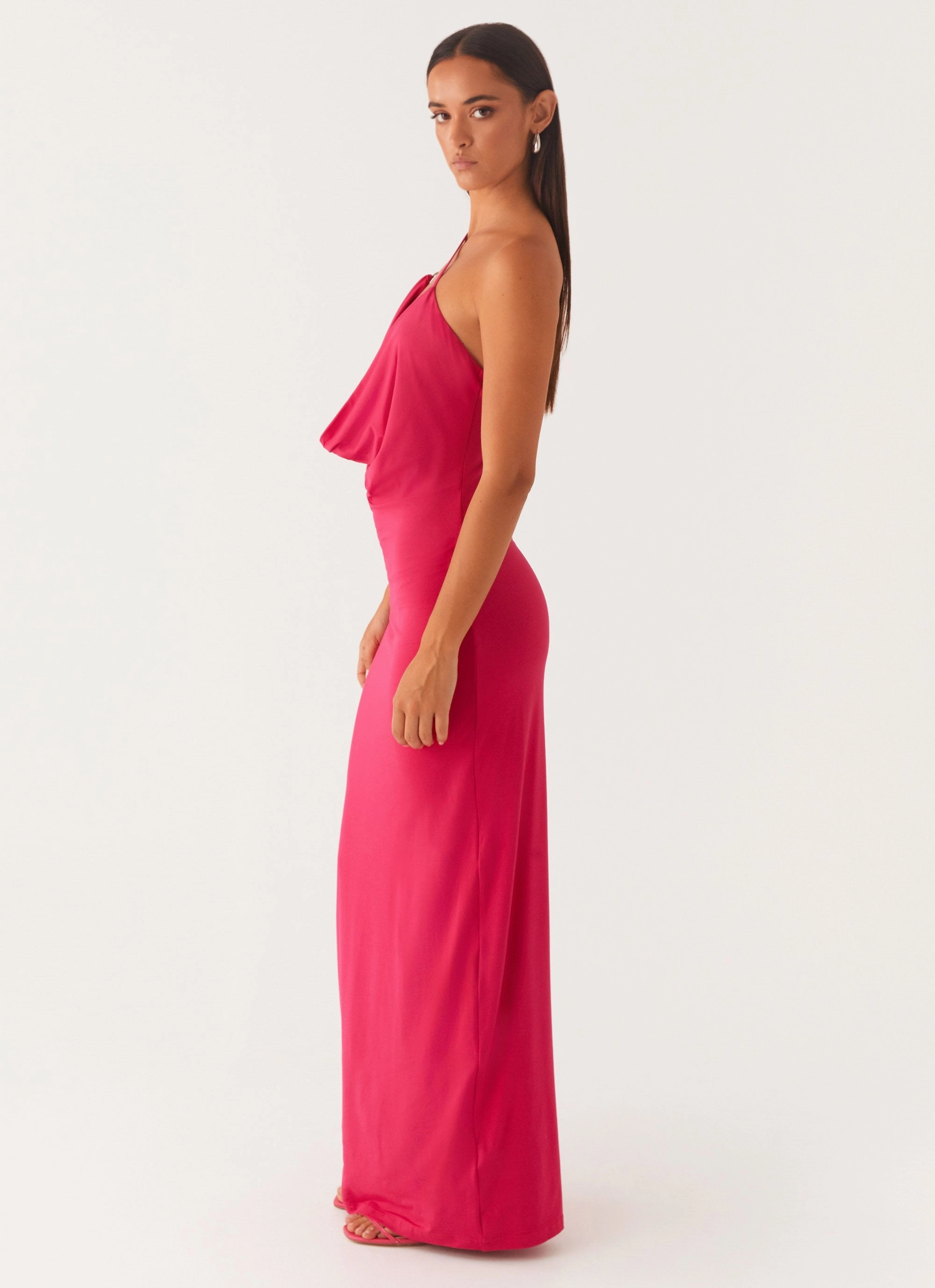 Jayla One Shoulder Maxi Dress - Fuchsia