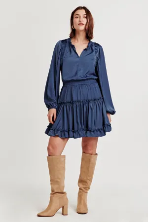 JAZMINE PLEATED DRESS BLUE EYES