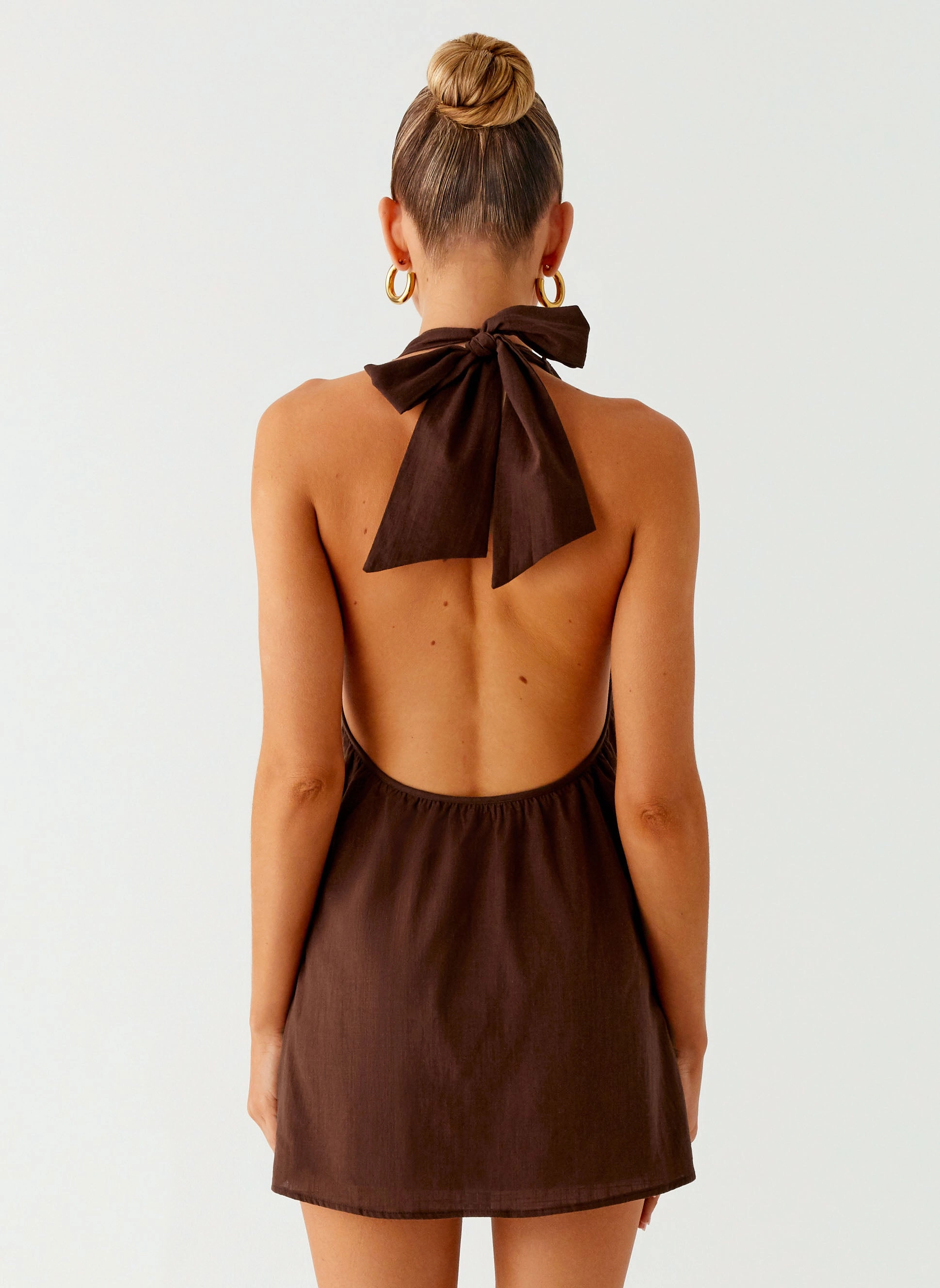 Jepsen Halter Mini Dress - Chocolate
