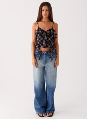 Jessie Cami Top - Taupe Check Jessie Cami Top - Taupe Check