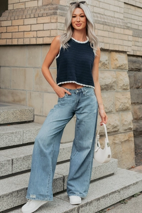 Jillian High Rise Wide Leg Mica Denim Jeans (Le Bleu) Jillian High Rise Wide Leg Mica Denim Jeans (Le Bleu)