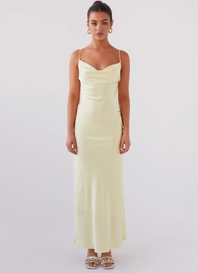 Joanna Satin Maxi Dress - Lemon Joanna Satin Maxi Dress - Lemon