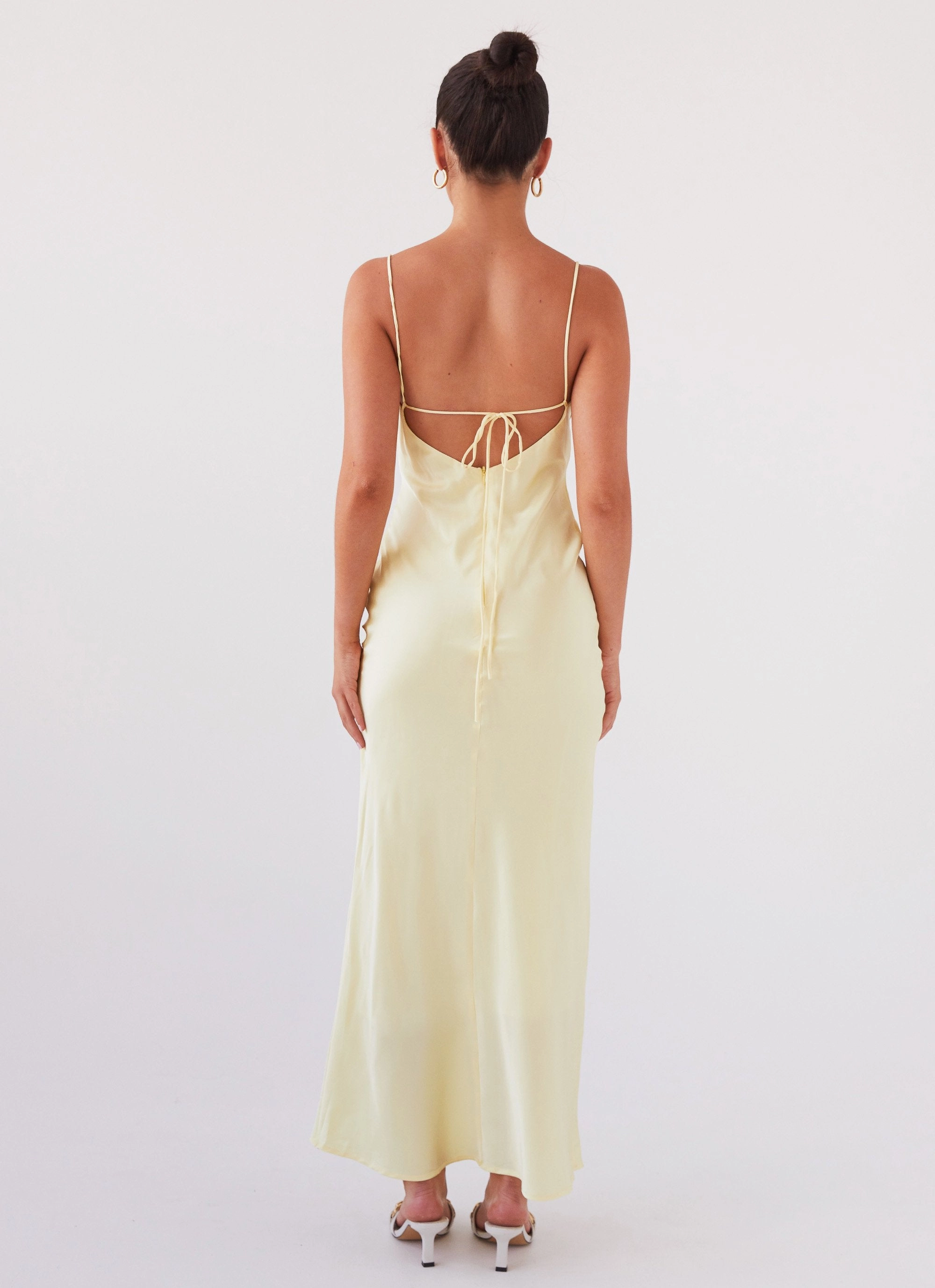 Joanna Satin Maxi Dress - Lemon