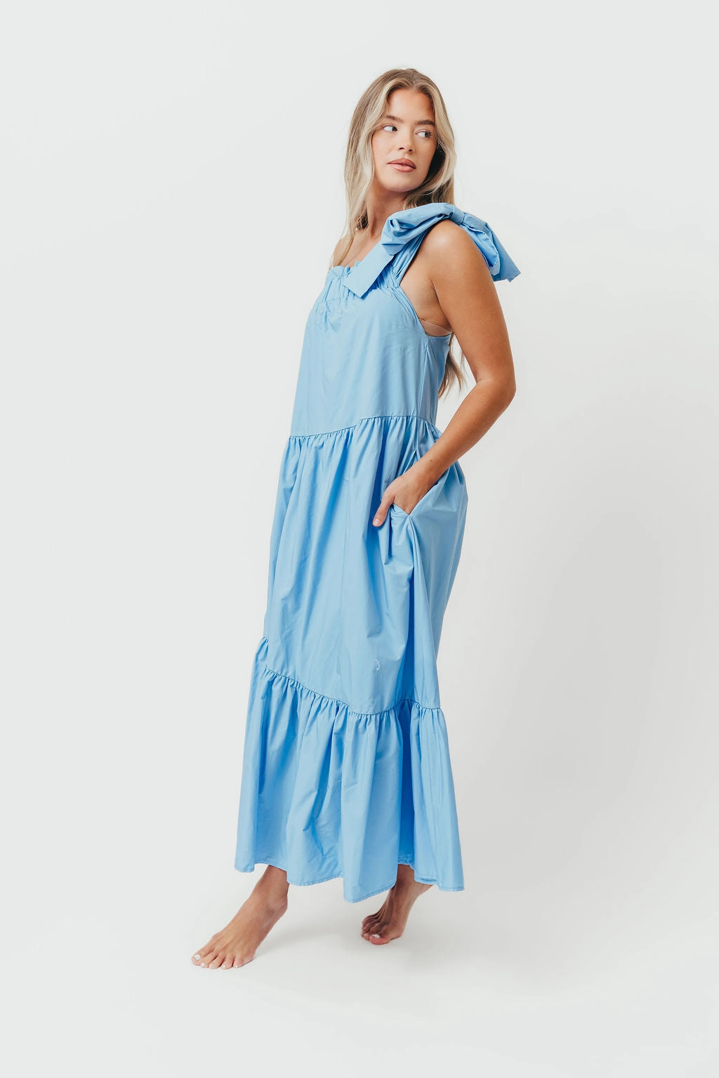 Jordan One-Shoulder Maxi Dress in Carolina Blue - Bump Friendly *Final-Sale*