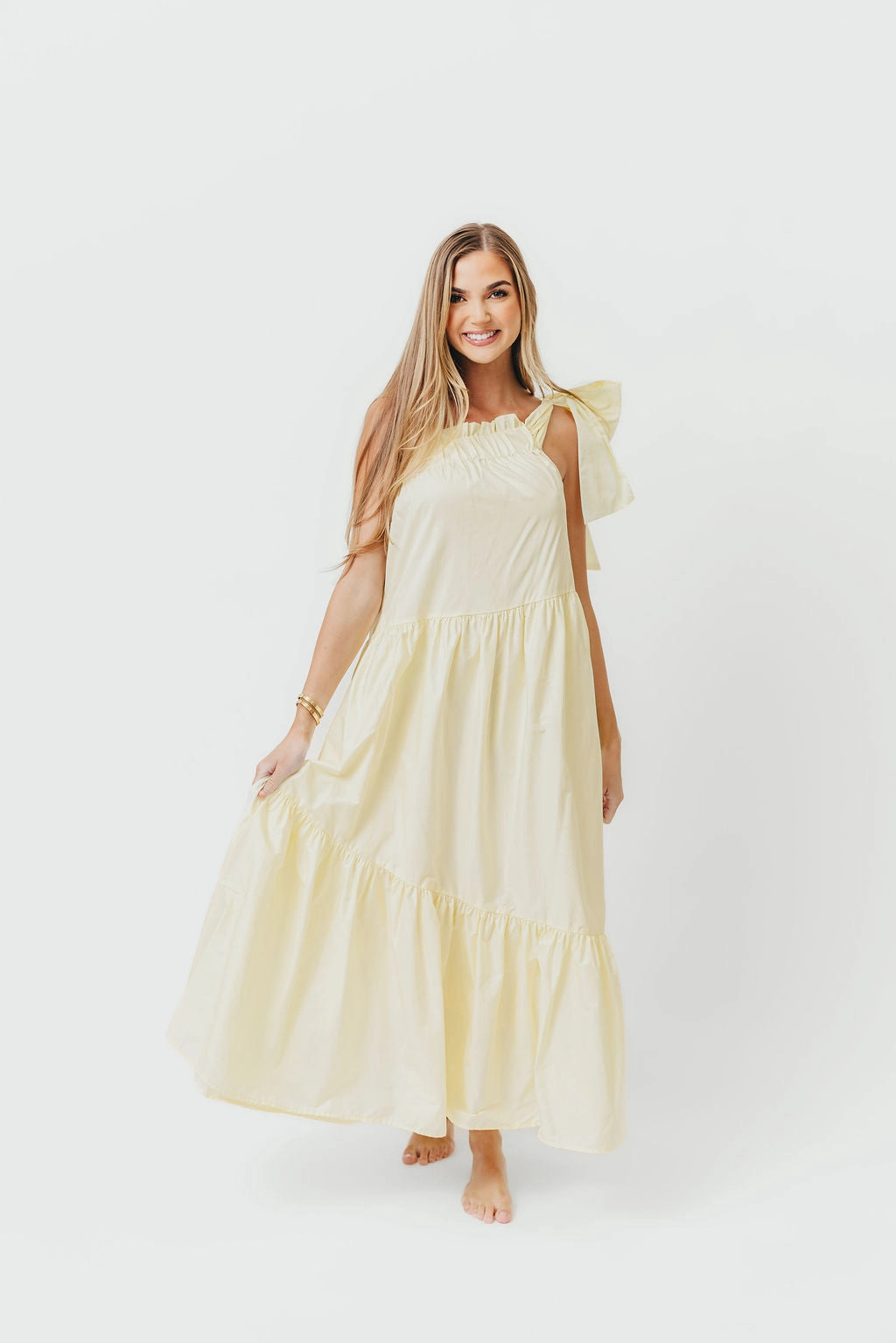 Jordan One-Shoulder Maxi Dress in Vanilla - Bump Friendly *Final-Sale*