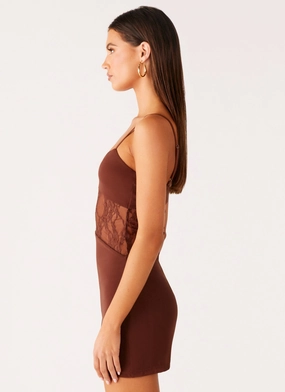 Jordanna Lace Mini Dress - Chocolate Jordanna Lace Mini Dress - Chocolate