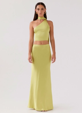 Josefina Satin Maxi Skirt - Chartreuse Josefina Satin Maxi Skirt - Chartreuse