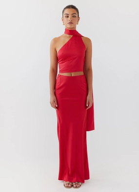 Josefina Satin Scarf Top - Rouge Red Josefina Satin Scarf Top - Rouge Red