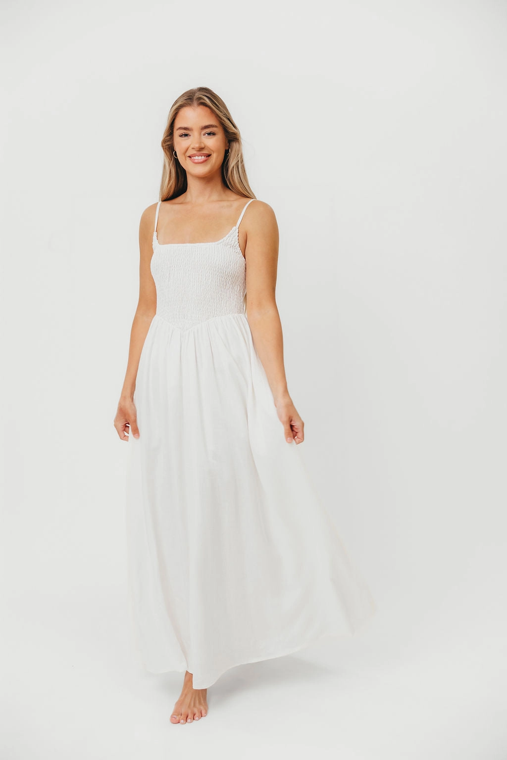 Josefina Smocked Maxi Dress in Off White *Final-Sale*