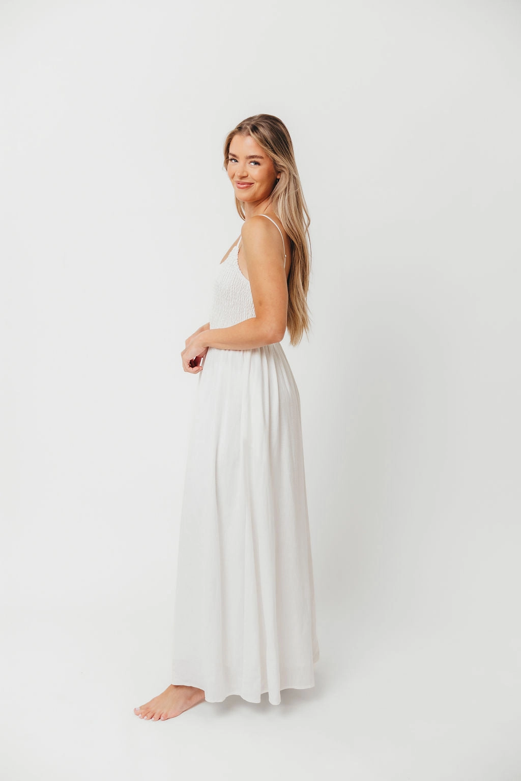 Josefina Smocked Maxi Dress in Off White *Final-Sale*