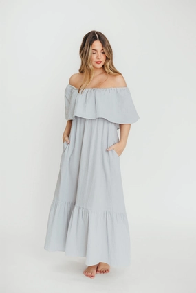 Josie 100% Cotton Maxi Dress in Cloud - Bump & Nursing Friendly Josie 100% Cotton Maxi Dress in Cloud - Bump & Nursing Friendly