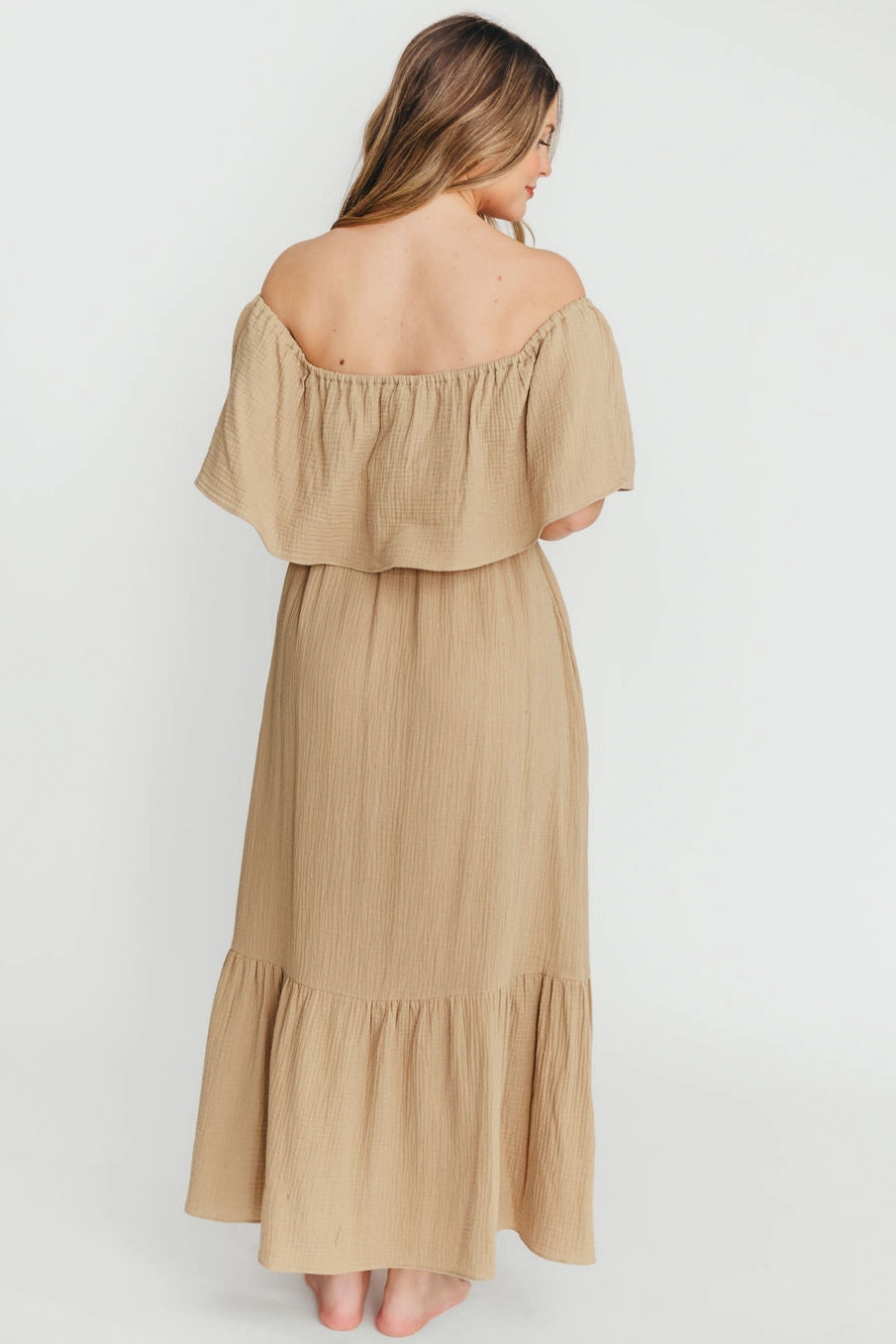 Josie 100% Cotton Maxi Dress in Khaki