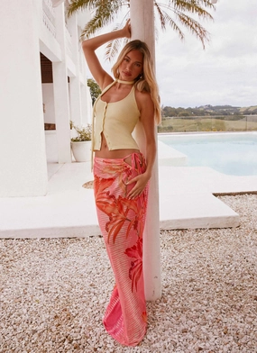 Jovani Maxi Skirt - Tropical Pink Print Jovani Maxi Skirt - Tropical Pink Print