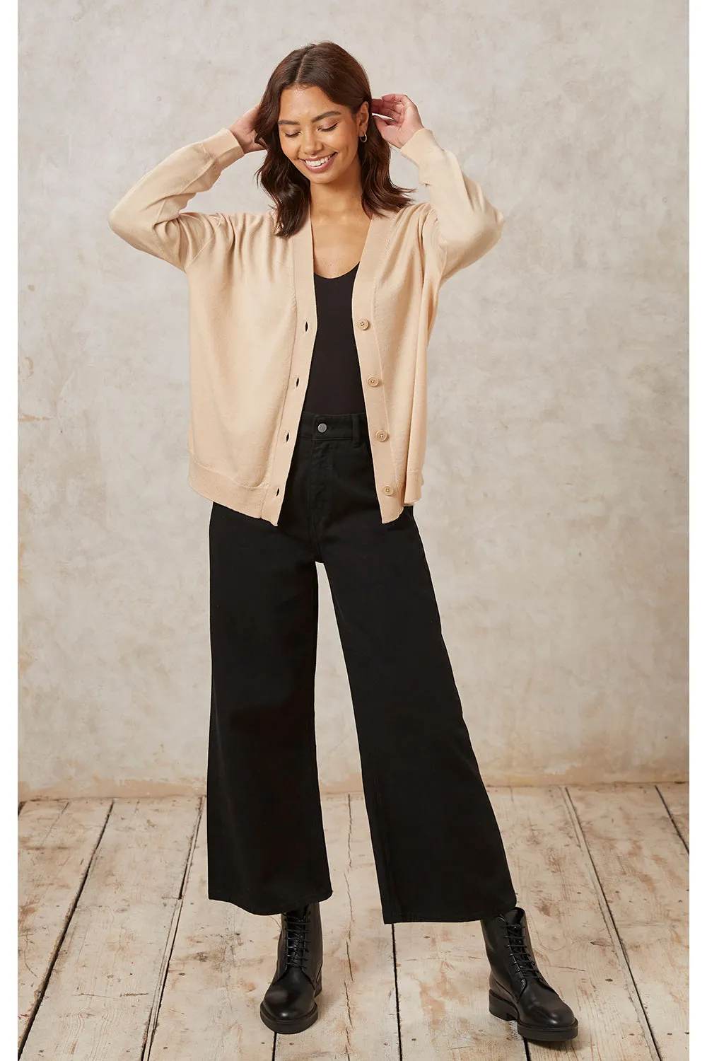 Jude Merino Cardigan in Beige