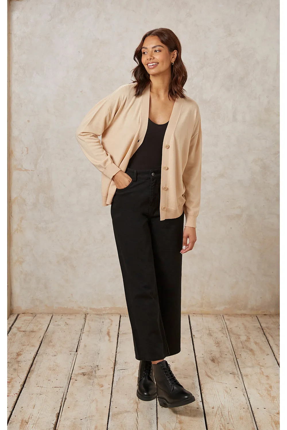 Jude Merino Cardigan in Beige