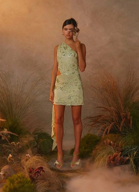 Juelz Beaded Mini Dress - Lime Juelz Beaded Mini Dress - Lime