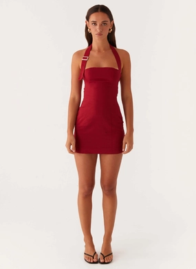 Julianna Linen Mini Dress - Maroon Julianna Linen Mini Dress - Maroon