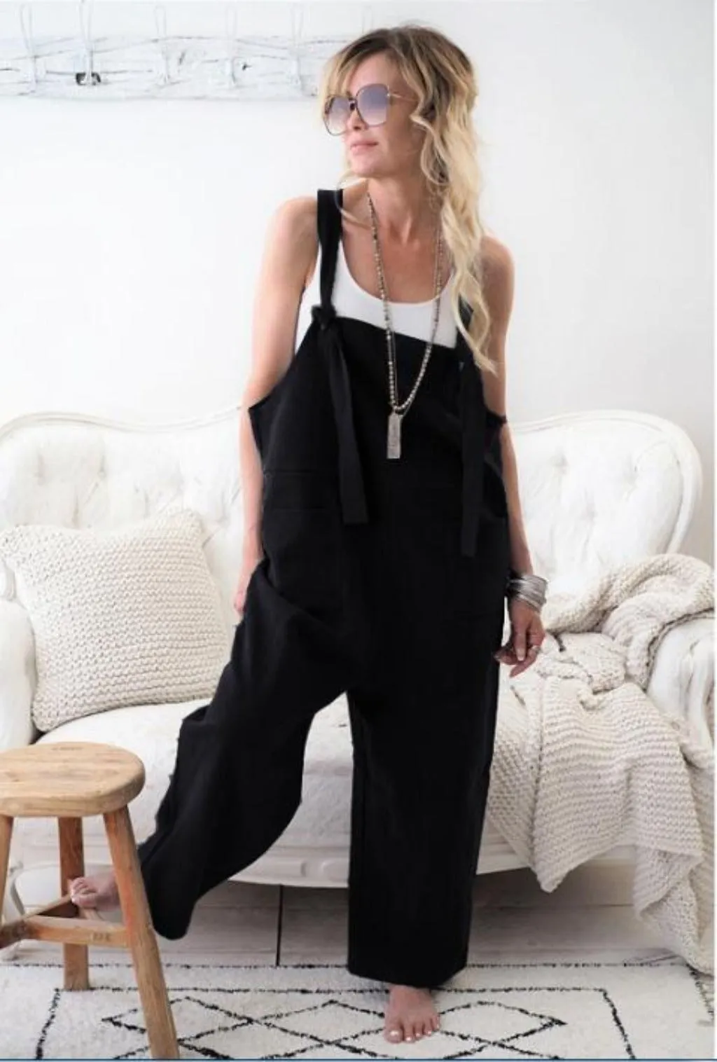 Jumpsuit Cotton Linen Loose